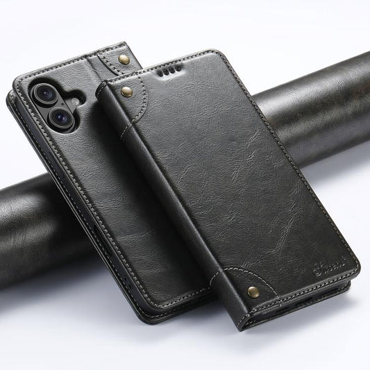 For iPhone 17 Suteni Baroque Calf Texture Buckle Wallet Leather Phone Case(Black) - iPhone 17 Cases by Suteni | Online Shopping UK | buy2fix