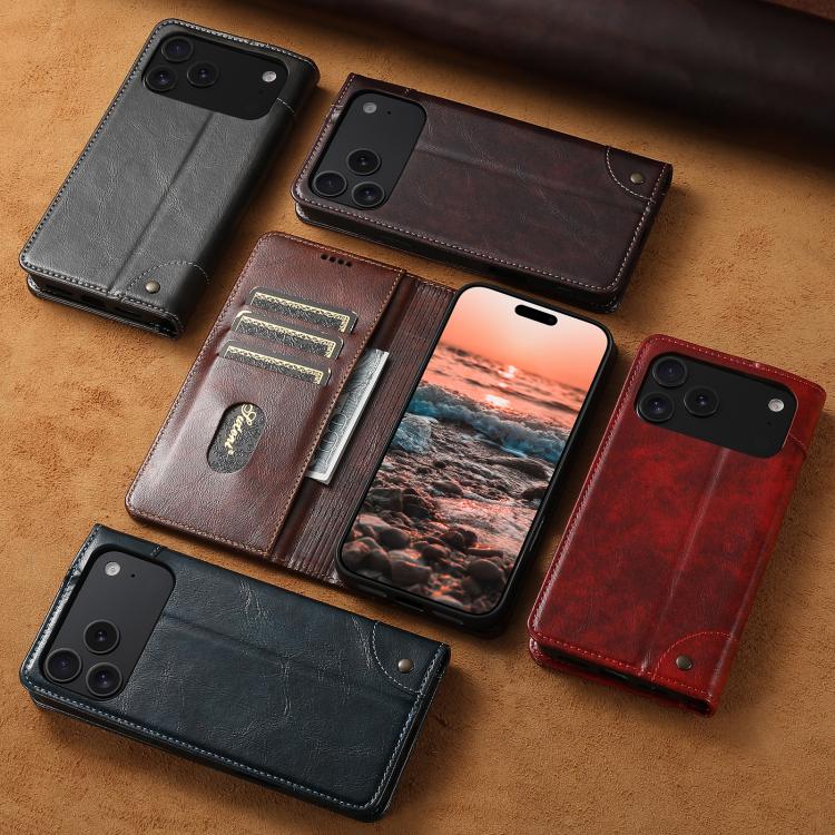 For iPhone 15 Pro Suteni Baroque Calf Texture Buckle Wallet Leather Phone Case(Brown) - iPhone 15 Pro Cases by Suteni | Online Shopping UK | buy2fix