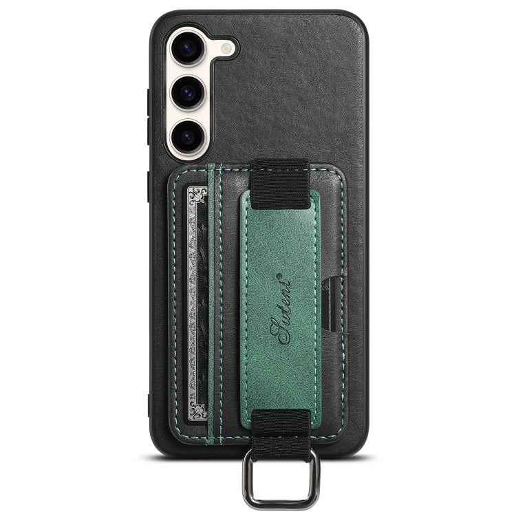 For Samsung Galaxy S24+ 5G Suteni H13 Card Wallet Wrist Strap Holder PU Phone Case(Black) - Galaxy S24+ 5G Cases by Suteni | Online Shopping UK | buy2fix