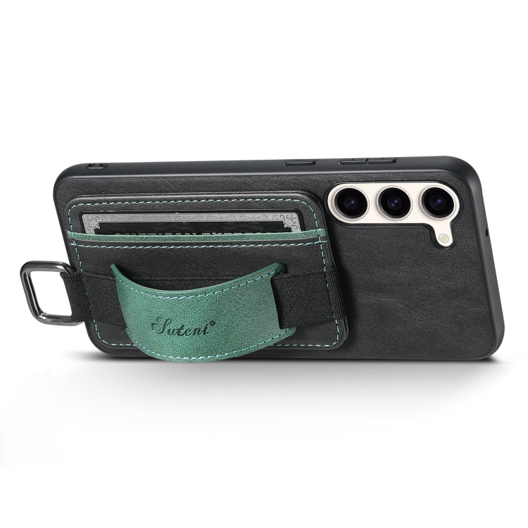 For Samsung Galaxy S24+ 5G Suteni H13 Card Wallet Wrist Strap Holder PU Phone Case(Black) - Galaxy S24+ 5G Cases by Suteni | Online Shopping UK | buy2fix