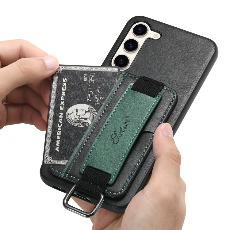 For Samsung Galaxy S24+ 5G Suteni H13 Card Wallet Wrist Strap Holder PU Phone Case(Black) - Galaxy S24+ 5G Cases by Suteni | Online Shopping UK | buy2fix