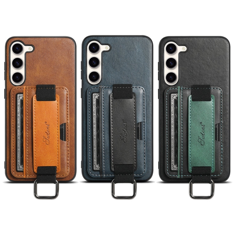 For Samsung Galaxy S24+ 5G Suteni H13 Card Wallet Wrist Strap Holder PU Phone Case(Black) - Galaxy S24+ 5G Cases by Suteni | Online Shopping UK | buy2fix