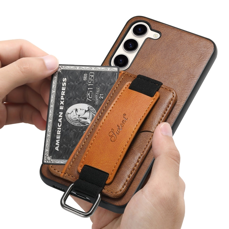 For Samsung Galaxy S24+ 5G Suteni H13 Card Wallet Wrist Strap Holder PU Phone Case(Brown) - Galaxy S24+ 5G Cases by Suteni | Online Shopping UK | buy2fix