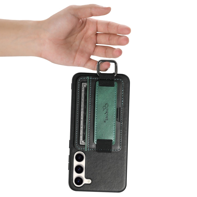 For Samsung Galaxy S24 5G Suteni H13 Card Wallet Wrist Strap Holder PU Phone Case(Black) - Galaxy S24 5G Cases by Suteni | Online Shopping UK | buy2fix