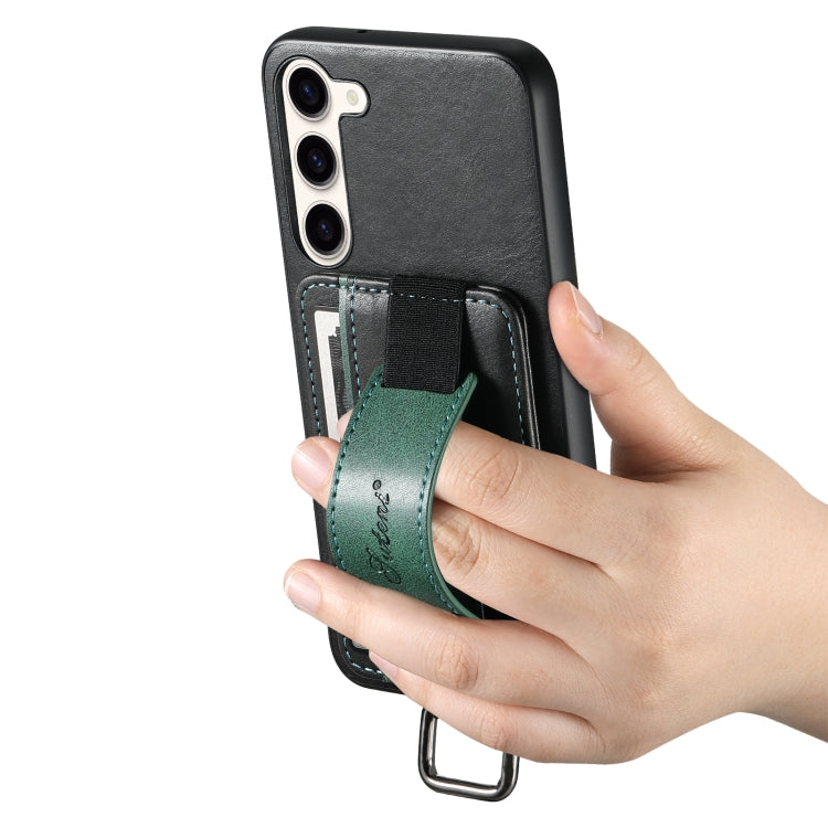 For Samsung Galaxy S24 5G Suteni H13 Card Wallet Wrist Strap Holder PU Phone Case(Black) - Galaxy S24 5G Cases by Suteni | Online Shopping UK | buy2fix