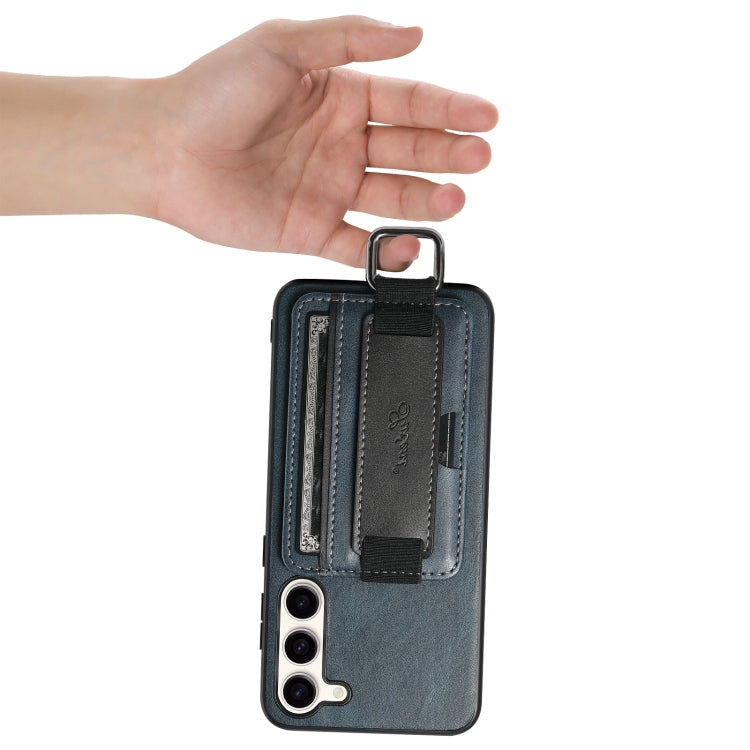 For Samsung Galaxy S24 5G Suteni H13 Card Wallet Wrist Strap Holder PU Phone Case(Blue) - Galaxy S24 5G Cases by Suteni | Online Shopping UK | buy2fix