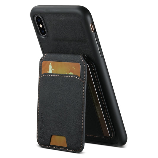 For iPhone XR Suteni H02 Litchi Leather Card Wallet Stand Back Phone Case(Black) - More iPhone Cases by Suteni | Online Shopping UK | buy2fix