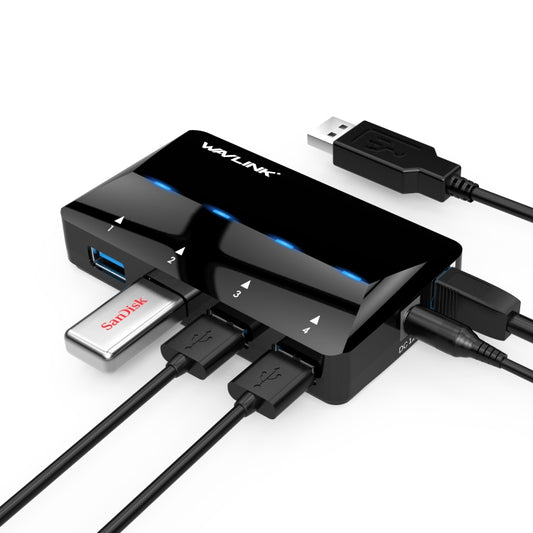 WAVLINK WL-UH3042P1 2.4A Fast Charging Adapter for Keyboard Mouse 4-Port USB3.0 HUB(EU Plug) by WAVLINK