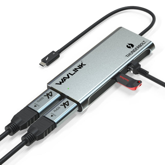 WAVLINK WL-UTD05H Thunderbolt 3 Dual 4K Mini Docking Station Converter With 2 DP to HD Adapters by WAVLINK