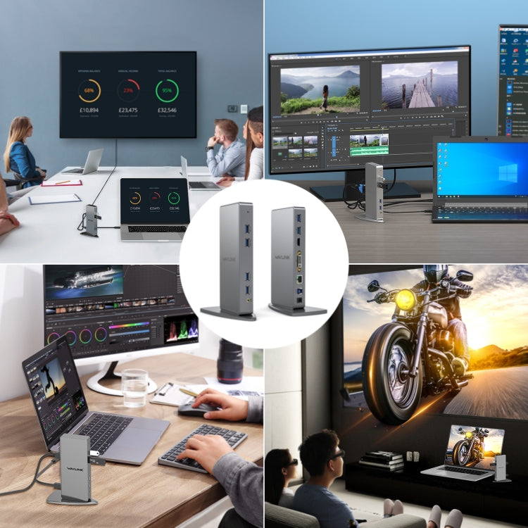 WAVLINK WL-UG39DK7 USB3.0 Hub Adapter Multi-Screen Graphics Card Universal Docking Station, Plug:AU Plug by WAVLINK