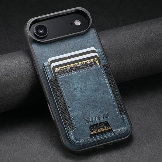 For iPhone 17 Air Suteni H03 Oil Wax Leather Wallet Stand Back Phone Case(Blue) - iPhone 17 Air Cases by Suteni | Online Shopping UK | buy2fix