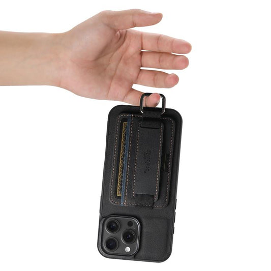 For iPhone 16e Suteni H13 Litchi Leather Wrist Strap Wallet Back Phone Case(Black) - iPhone 16e Cases by Suteni | Online Shopping UK | buy2fix