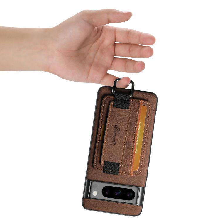 For Google Pixel 10 Pro Suteni H13 Litchi Leather Wrist Strap Wallet Back Phone Case(Brown) - Google Cases by Suteni | Online Shopping UK | buy2fix