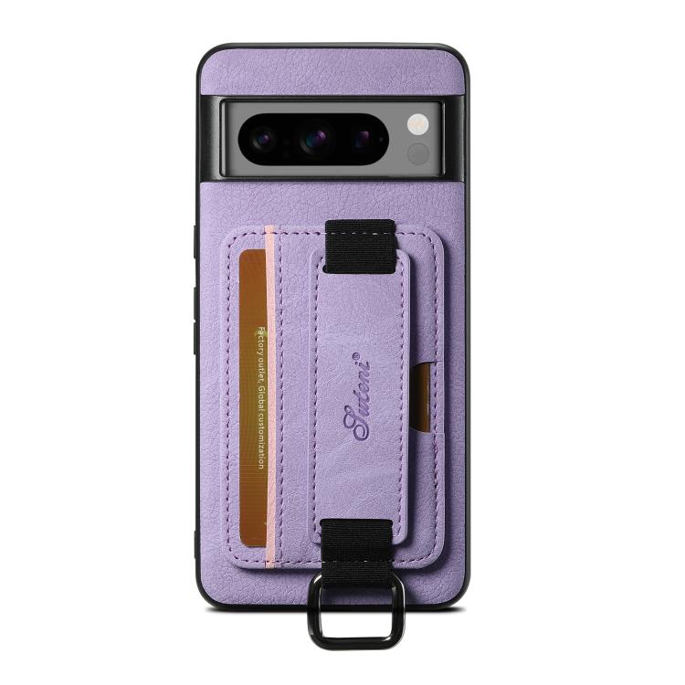 For Google Pixel 10 Pro Suteni H13 Litchi Leather Wrist Strap Wallet Back Phone Case(Purple) - Google Cases by Suteni | Online Shopping UK | buy2fix