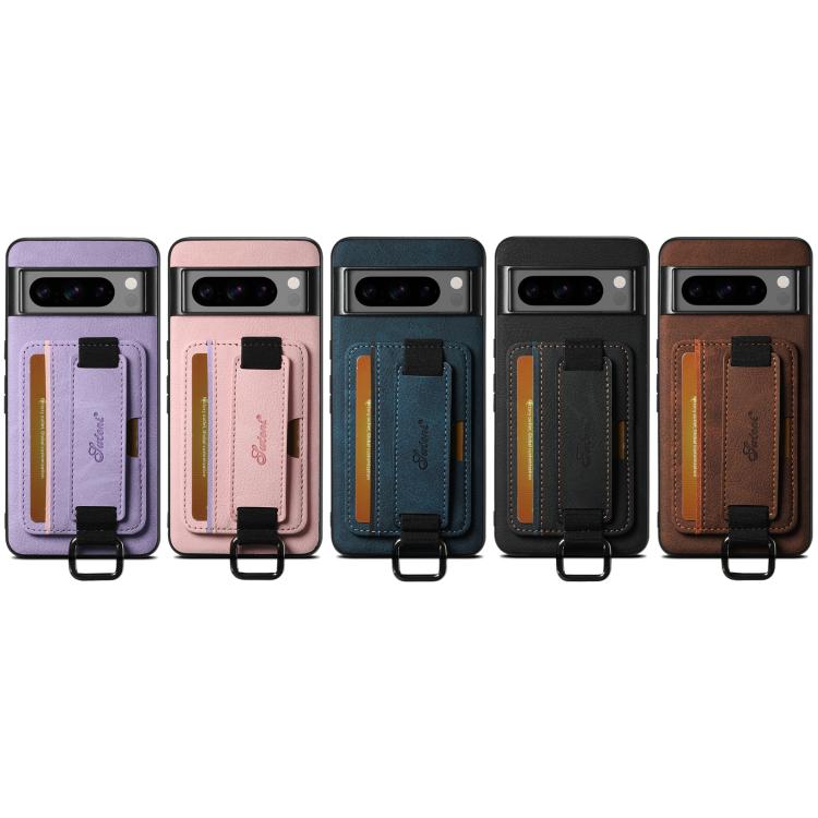 For Google Pixel 10 Pro XL Suteni H13 Litchi Leather Wrist Strap Wallet Back Phone Case(Pink) - Google Cases by Suteni | Online Shopping UK | buy2fix