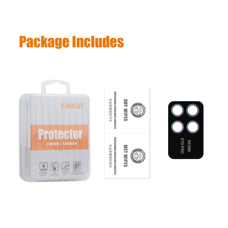 For Redmi K70 / K70 Pro / K70E ENKAY Hat-Prince 9H Rear Camera Lens Aluminium Alloy Tempered Glass Film(Black) - by ENKAY | Online Shopping UK | buy2fix
