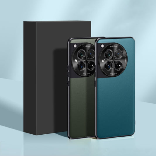 For OnePlus 12 Plain-Leather All-inclusive Shockproof Phone Case(Indigo) by buy2fix