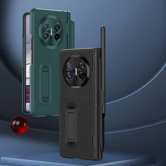 For Huawei Mate X5 Integrated Film Plain Leather Phone Case with Pen(Black) - Huawei Cases by buy2fix | Online Shopping UK | buy2fix