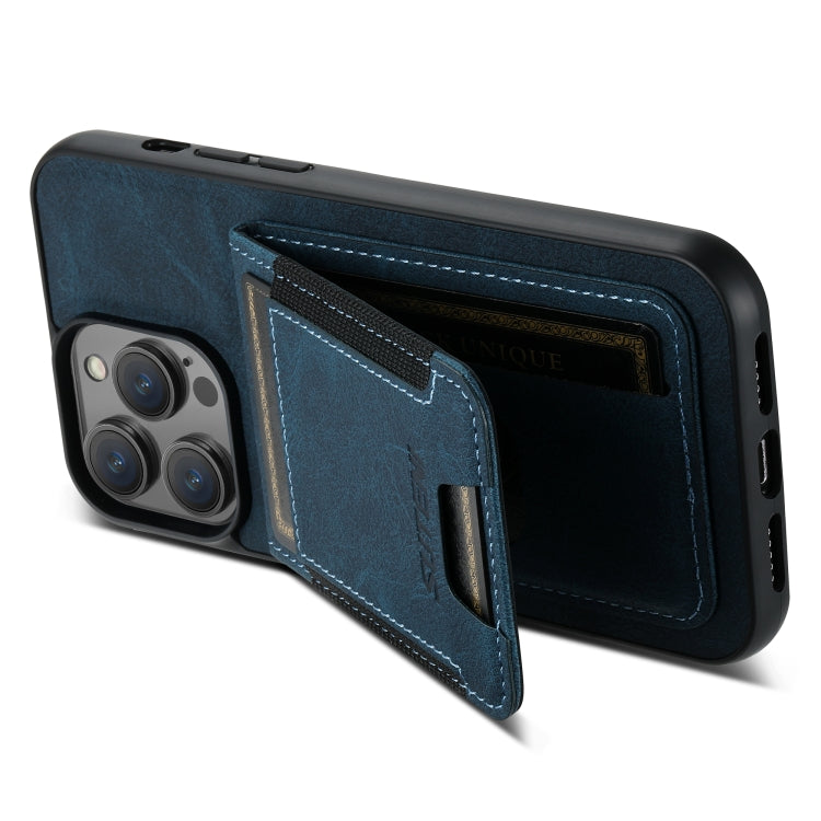 For iPhone 11 Pro Suteni H03 Litchi Leather Card Bag Stand Back Phone Case(Blue) - iPhone 11 Pro Cases by Suteni | Online Shopping UK | buy2fix