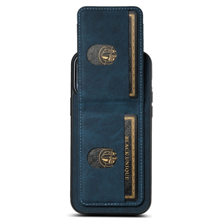 For iPhone 11 Pro Suteni H03 Litchi Leather Card Bag Stand Back Phone Case(Blue) - iPhone 11 Pro Cases by Suteni | Online Shopping UK | buy2fix