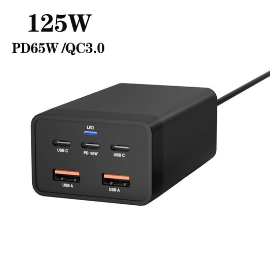 GAN 125W PD65W Dual Type-C + QC3.0 USB Multi Compatible Notebook Adapter US Plug by buy2fix