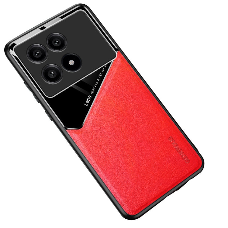 For Xiaomi Redmi K70 All-inclusive Leather Organic Glass Phone Case with Metal Iron Sheet(Red) - Xiaomi Cases by buy2fix | Online Shopping UK | buy2fix