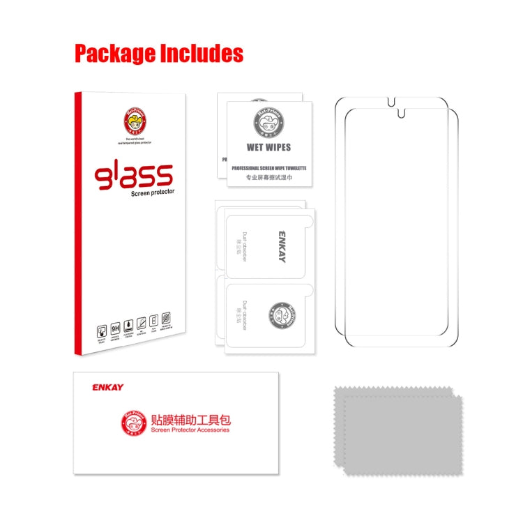 For Samsung Galaxy S24 5G 2pcs ENKAY 0.18mm High Aluminum-silicon Tempered Glass Film, Support Ultrasonic Fingerprint Unclock by ENKAY