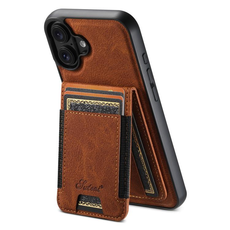 For iPhone 17 Suteni H17 Litchi Texture Leather MagSafe Detachable Wallet Phone Case(Khaki) - iPhone 17 Cases by Suteni | Online Shopping UK | buy2fix