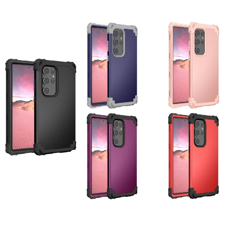 For Samsung Galaxy S24 Ultra 5G 3 in 1 Silicone Hybrid PC Shockproof Phone Case(Black) by buy2fix