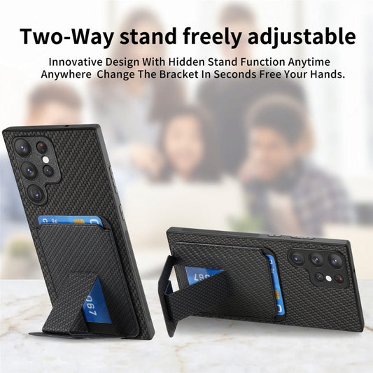 For Samsung Galaxy S23 FE 5G Carbon Fiber Card Bag Fold Stand Phone Case(Black) by buy2fix
