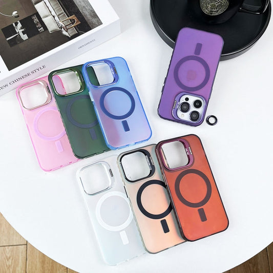 For iPhone 11 Pro Max Lens Holder MagSafe PC Hybrid TPU Phone Case(Red) by buy2fix