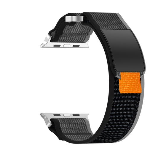 For Apple Watch Ultra 2 49mm Double Hook and Loop Faster Nylon Watch Band(Black+Grey) by buy2fix