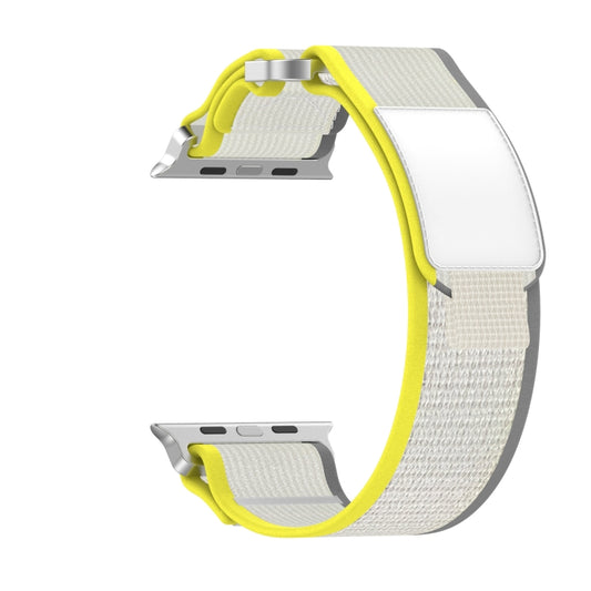 For Apple Watch Ultra 49mm Double Hook and Loop Faster Nylon Watch Band(Yellow + Beige) by buy2fix