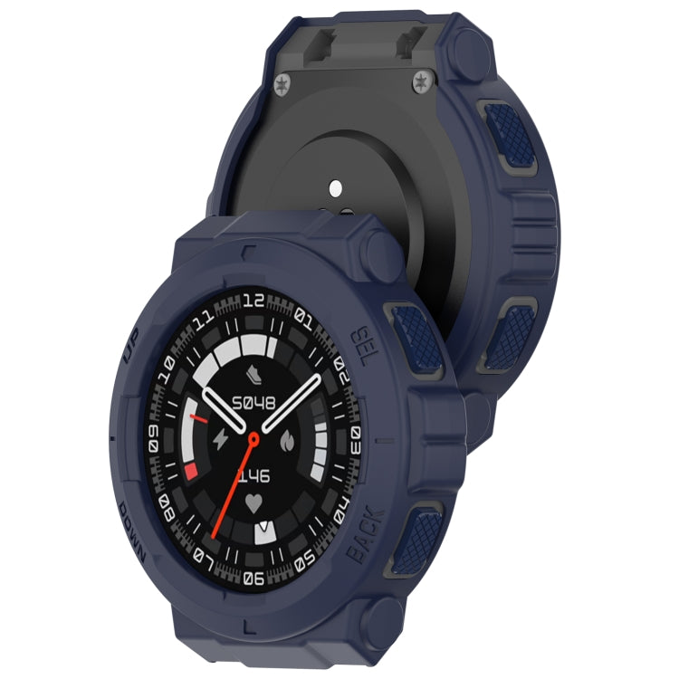 For Amazfit Active Edge A2212 Armored Hollow Half Pack TPU Watch Protective Case(Blue) - Watch Cases by buy2fix | Online Shopping UK | buy2fix