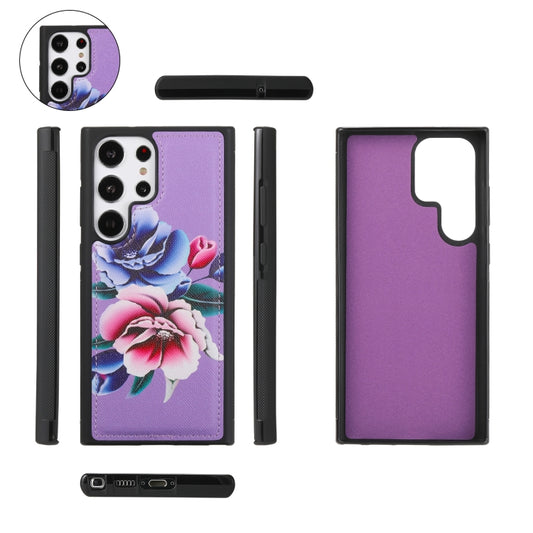 For Samsung Galaxy S23 Ultra 5G Flower Multi-functional Crossbody Zipper Wallet Leather Phone Case(Purple) - Galaxy S23 Ultra 5G Cases by buy2fix | Online Shopping UK | buy2fix