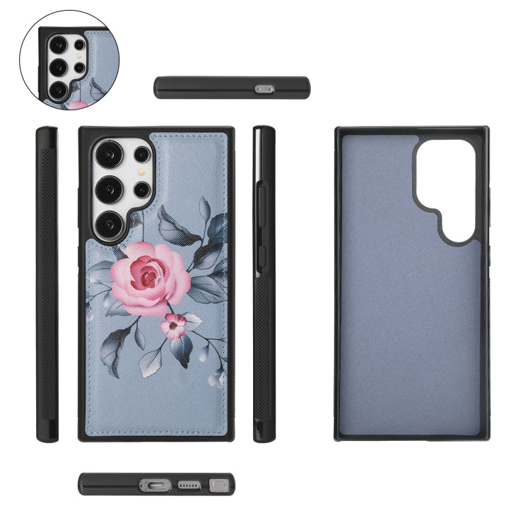 For Samsung Galaxy S24 5G Flower Multi-functional Crossbody Zipper Wallet Leather Phone Case(Blue) - Galaxy S24 5G Cases by buy2fix | Online Shopping UK | buy2fix