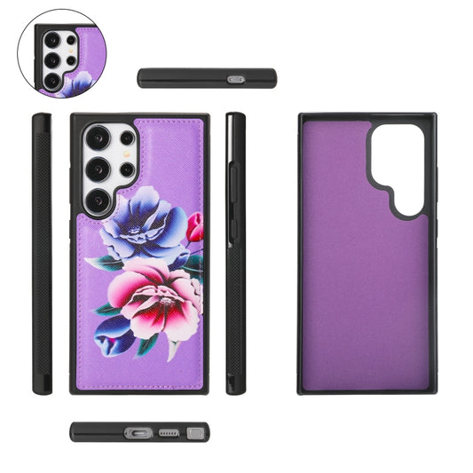 For Samsung Galaxy S24 Ultra 5G Flower Multi-functional Crossbody Zipper Wallet Leather Phone Case(Purple) - Galaxy S24 Ultra 5G Cases by buy2fix | Online Shopping UK | buy2fix