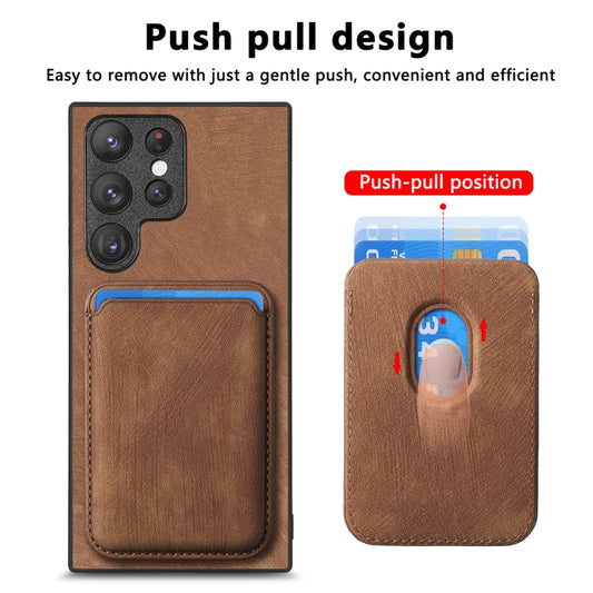 For Samsung Galaxy S23 Ultra 5G Retro Leather Card Bag Magnetic Phone Case(Brown) by buy2fix