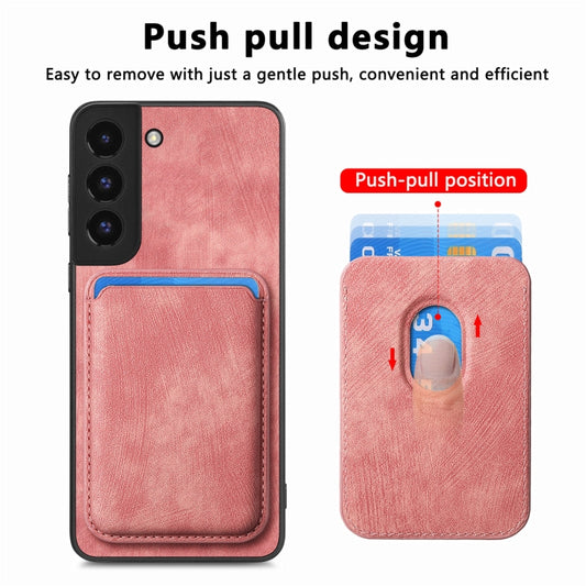 For Samsung Galaxy S22+ 5G Retro Leather Card Bag Magnetic Phone Case(Pink) by buy2fix