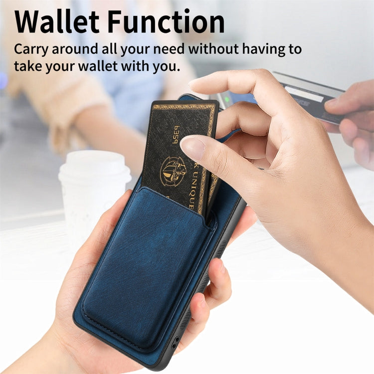 For Samsung Galaxy S20 FE Retro Leather Card Bag Magnetic Phone Case(Blue) by buy2fix