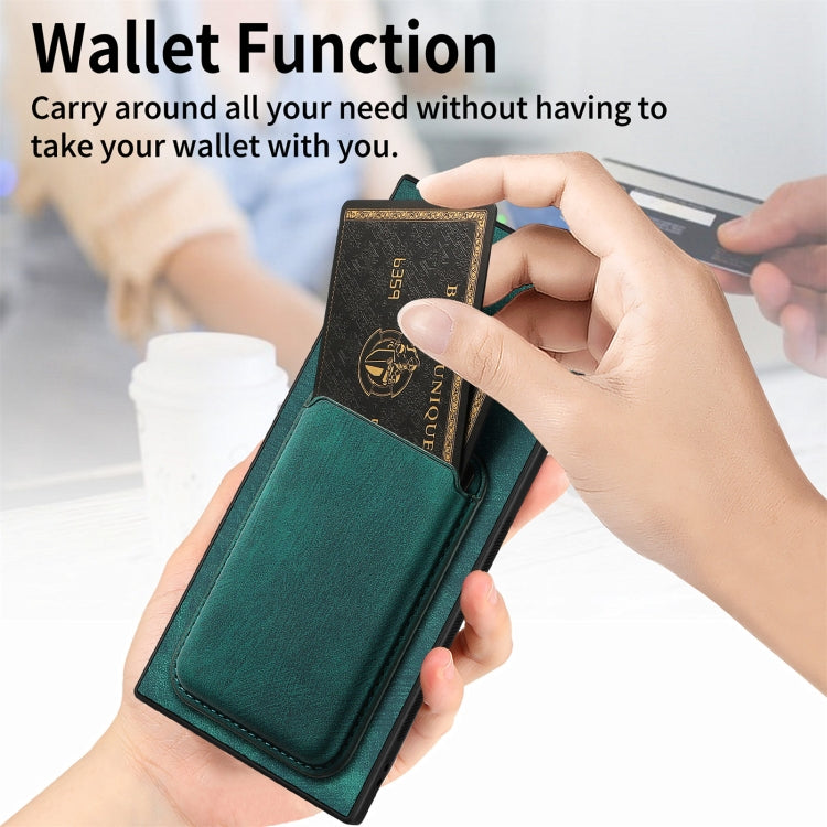 For Samsung Galaxy Note20 Ultra Retro Leather Card Bag Magnetic Phone Case(Green) by buy2fix