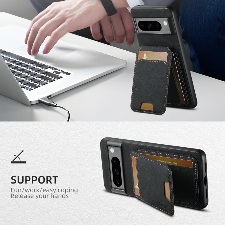 For Google Pixel 10 Pro XL Suteni H02 Litchi Leather Card Wallet Stand Back Phone Case(Black) - Google Cases by Suteni | Online Shopping UK | buy2fix