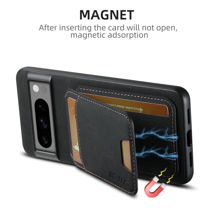 For Google Pixel 10 Pro XL Suteni H02 Litchi Leather Card Wallet Stand Back Phone Case(Black) - Google Cases by Suteni | Online Shopping UK | buy2fix