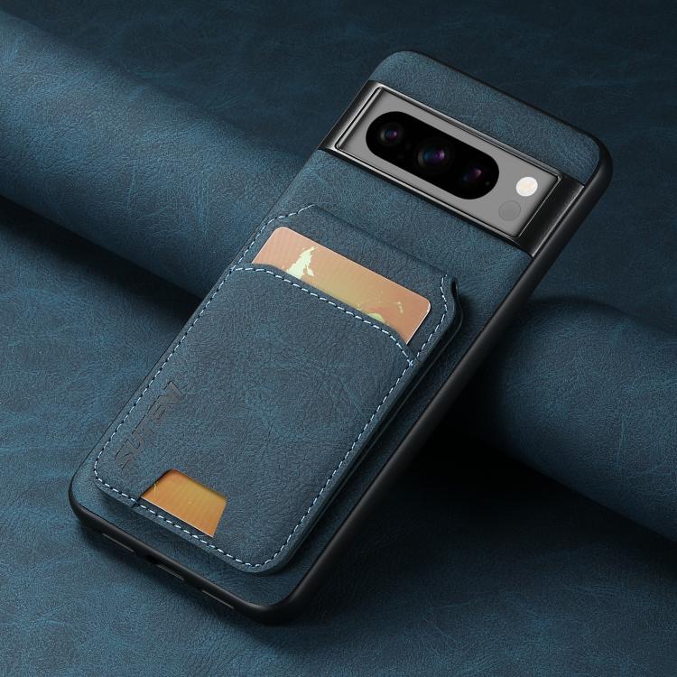 For Google Pixel 10 Pro XL Suteni H02 Litchi Leather Card Wallet Stand Back Phone Case(Blue) - Google Cases by Suteni | Online Shopping UK | buy2fix