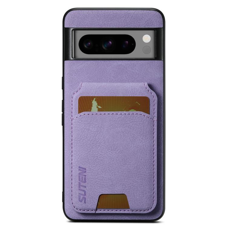 For Google Pixel 10 Pro XL Suteni H02 Litchi Leather Card Wallet Stand Back Phone Case(Purple) - Google Cases by Suteni | Online Shopping UK | buy2fix