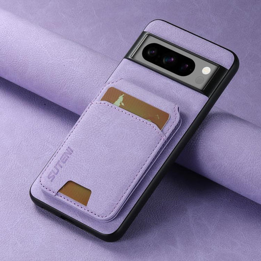 For Google Pixel 10 Pro XL Suteni H02 Litchi Leather Card Wallet Stand Back Phone Case(Purple) - Google Cases by Suteni | Online Shopping UK | buy2fix