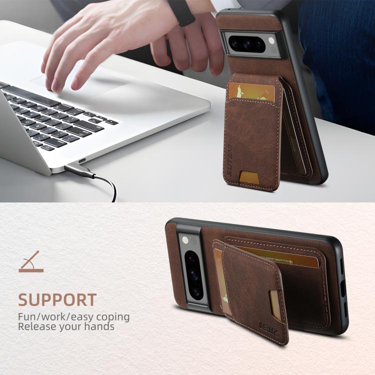 For Google Pixel 10 Pro Suteni H02 Litchi Leather Card Wallet Stand Back Phone Case(Brown) - Google Cases by Suteni | Online Shopping UK | buy2fix