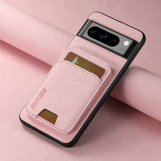For Google Pixel 10 Pro Suteni H02 Litchi Leather Card Wallet Stand Back Phone Case(Pink) - Google Cases by Suteni | Online Shopping UK | buy2fix