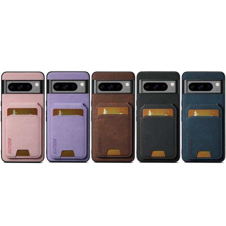For Google Pixel 10 Pro Suteni H02 Litchi Leather Card Wallet Stand Back Phone Case(Purple) - Google Cases by Suteni | Online Shopping UK | buy2fix