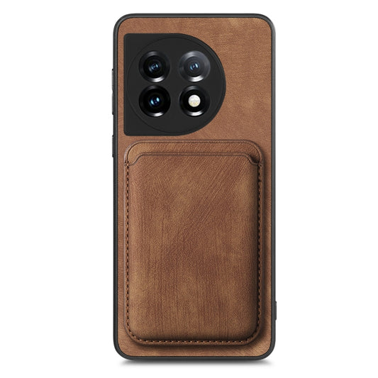 For OnePlus 12 5G Retro Leather Card Bag Magnetic Phone Case(Brown) by buy2fix